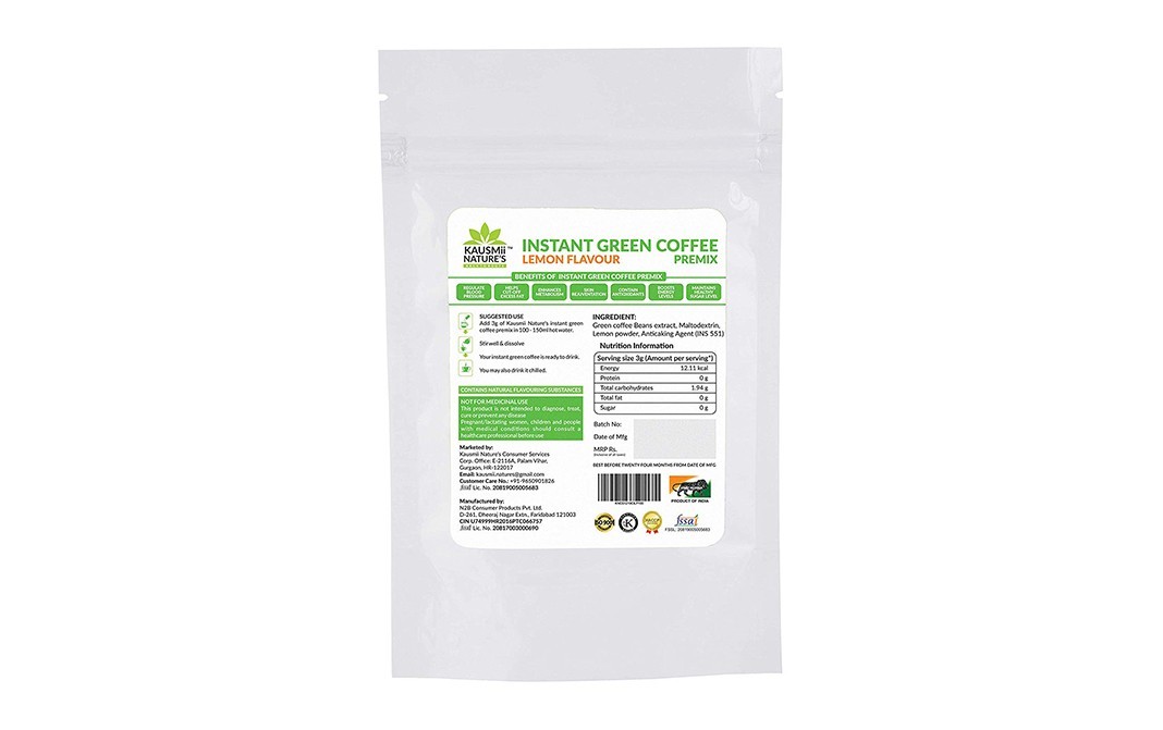 Kausmii Nature's Instant Green Coffee Premix Lemon Flavour   Pack  100 grams